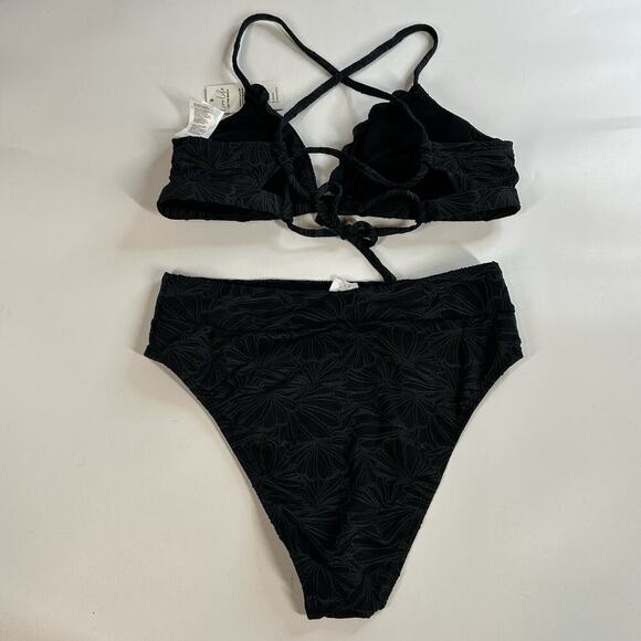 Cupshe High Waisted Bikini Swimsuit Womens Small Scalloped Triangle Textured - Picture 7 of 8